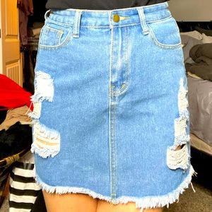 jean skirt with rips